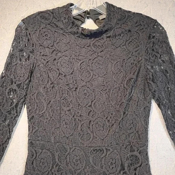 Suzy Shier Women's Black Lace & Mesh Long Sleeve Cut Out Goth  Dress Size Small - Picture 2 of 11